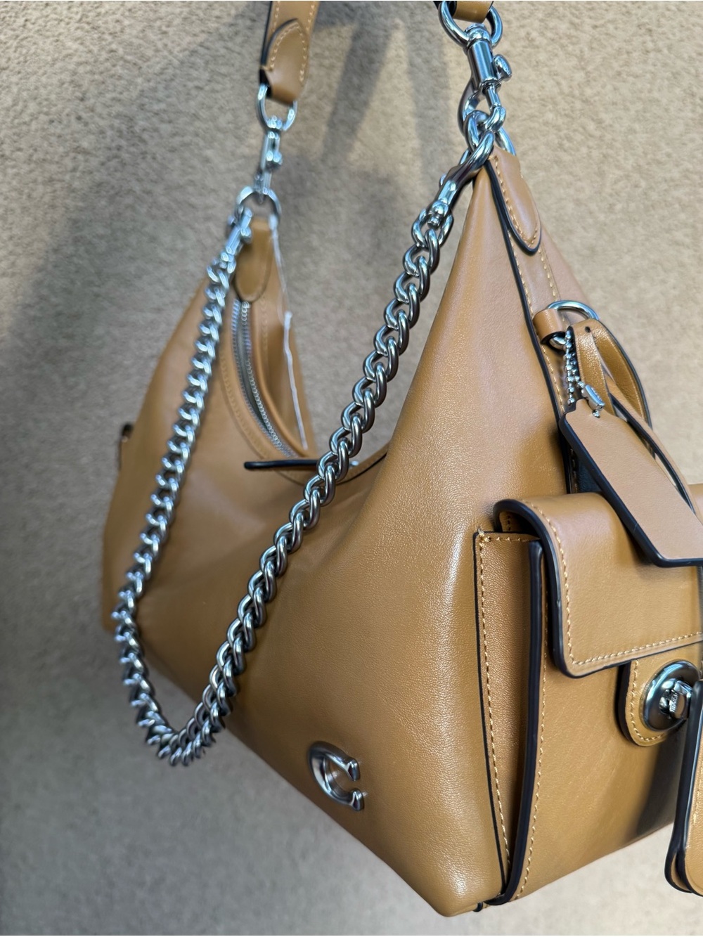 Coach RARE Honey color Pocket Juliet 30 nwt with silver hardware - Picture 6 of 10